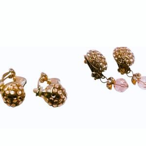 Set of Two Rhinestone Clip Earrings